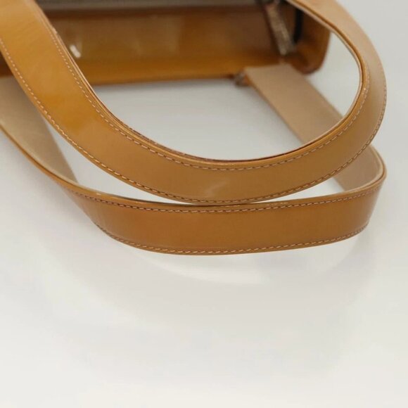 CHANEL Choco Bar Hand Bag Patent Leather Yellow Silver CC Auth mr1387 - Picture 8 of 16